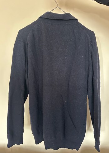 Lacivert Düğmeli Yün Erkek Kazak - Görsel 2