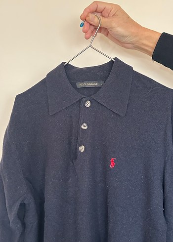 Lacivert Düğmeli Yün Erkek Kazak - Görsel 4