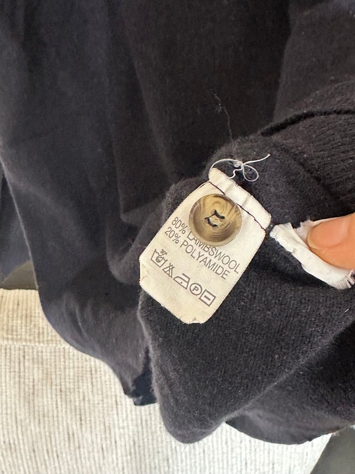 Lacivert Düğmeli Yün Erkek Kazak - Görsel 5