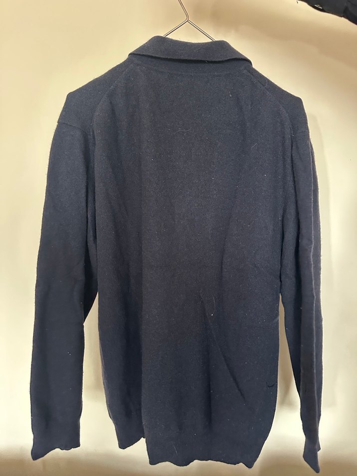 Lacivert Düğmeli Yün Erkek Kazak - Görsel 2