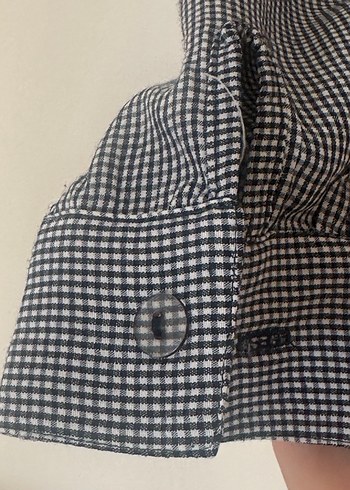 Siyah beyaz küçük kareli gömlek - Görsel 4