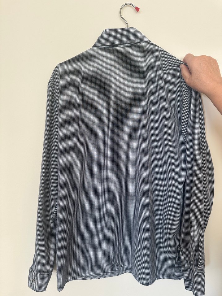 Siyah beyaz küçük kareli gömlek - Görsel 5