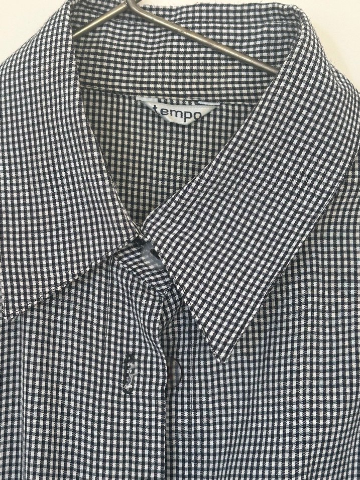 Siyah beyaz küçük kareli gömlek - Görsel 2