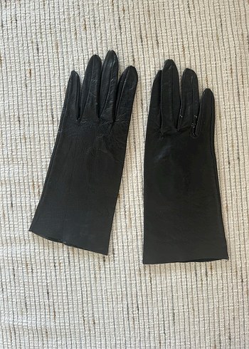 Kadın Siyah Gerçek Deri Eldiven - Görsel 4