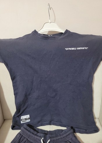 erkek cocuk Gri Denim Tişört ve Şort Takımı - Görsel 3