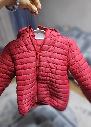 Kız Çocuk Kırmızı Fermuarlı Mont - Görsel 2