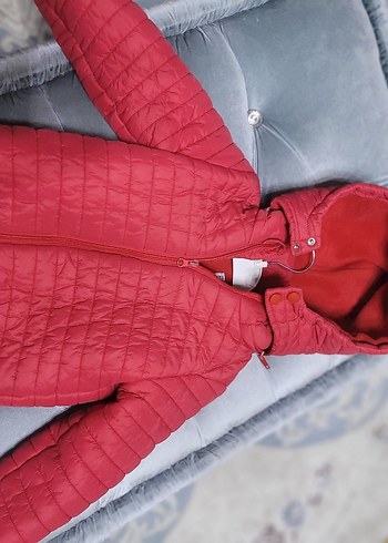 Kız Çocuk Kırmızı Fermuarlı Mont - Görsel 3