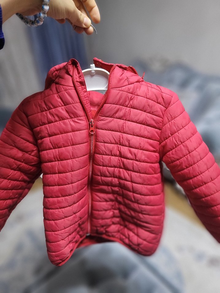 Kız Çocuk Kırmızı Fermuarlı Mont - Görsel 2