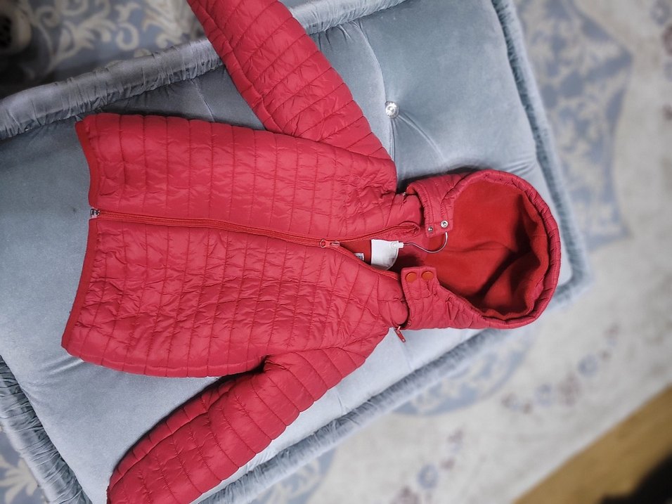 Kız Çocuk Kırmızı Fermuarlı Mont - Görsel 3