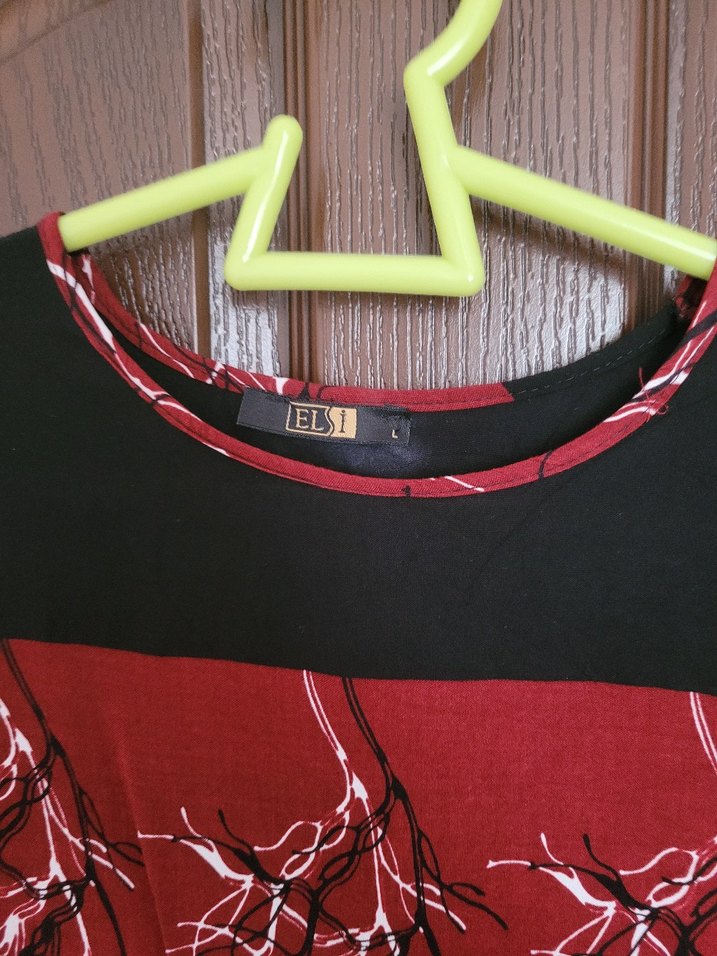 Kırmızı Bohem Uzun Kollu Uzun Elbise - Görsel 2