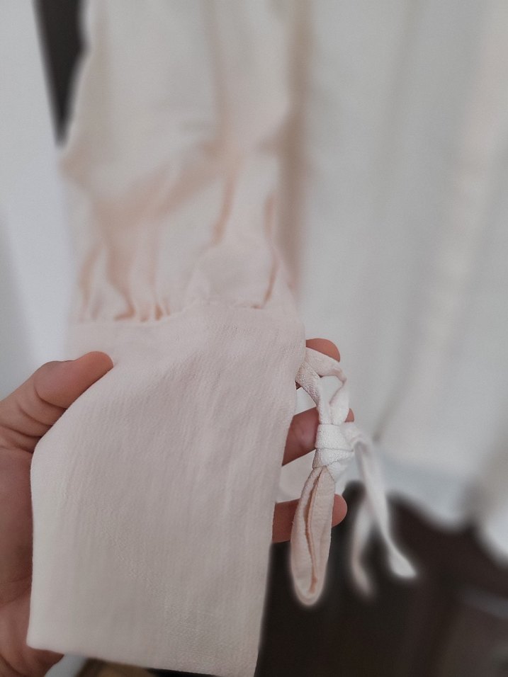 Beyaz Uzun Kollu Keten Gömlek - Görsel 3