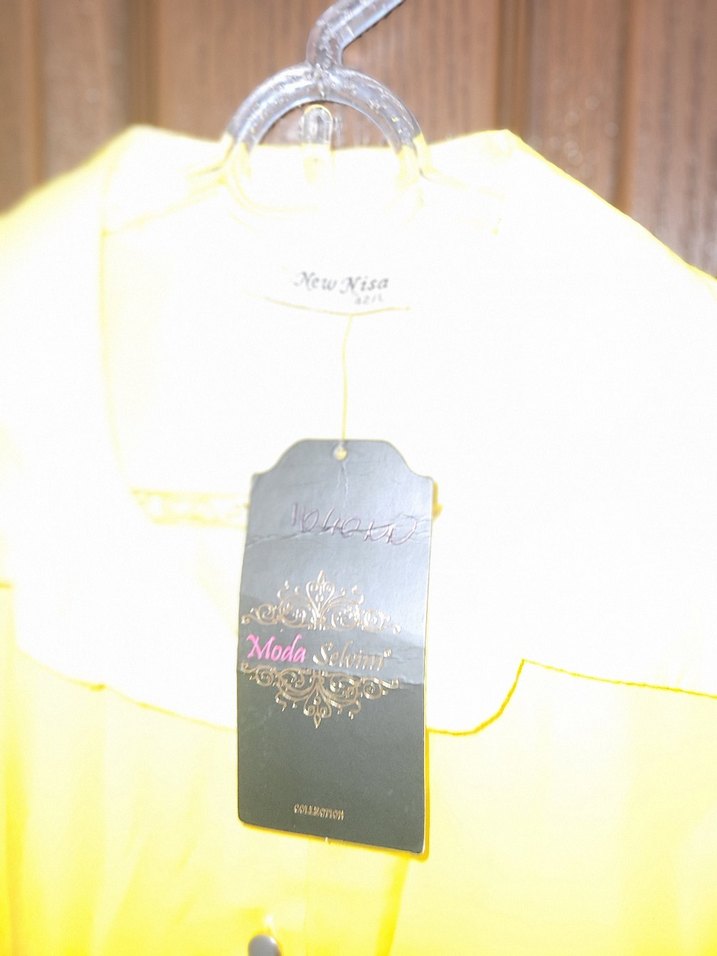 Sarı Düğmeli Uzun Kollu Salaş Elbise - Görsel 2