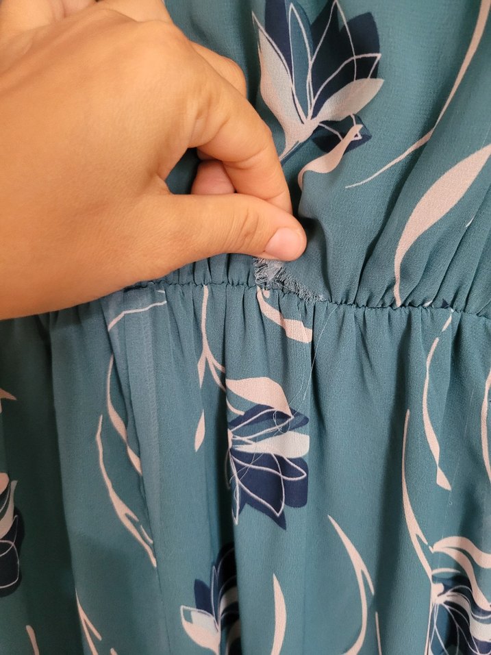 Mavi Bağlamalı V Yaka Uzun Kadın Elbise - Görsel 5