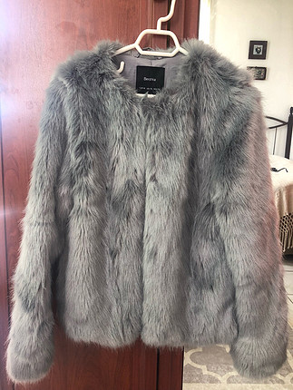 Bershka Gri Kürk Ceket XS Kadın!