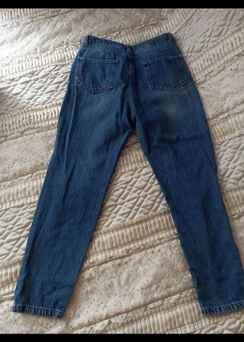 Zara Kadın Mavi Bol Kesim Yırtık Kot Pantolon