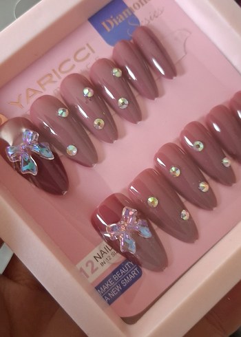 Koyu Pembe Taşlı Tırnak Süsü Seti - Görsel 2