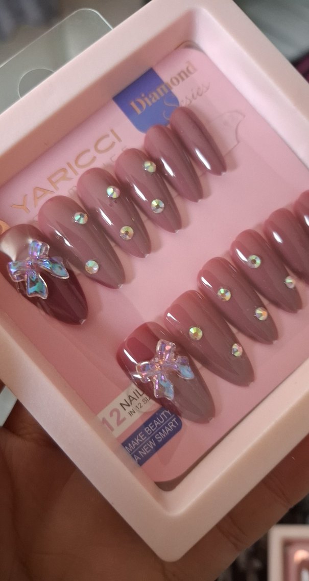 Koyu Pembe Taşlı Tırnak Süsü Seti - Görsel 2