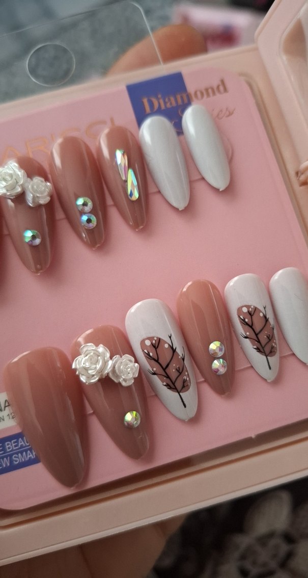 Bej Pastel Tırnak Süslemeleri 12'li Set - Görsel 3