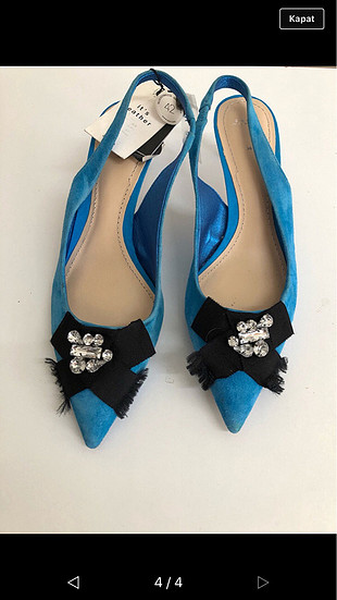 Zara mavi topuklu ayakkabı