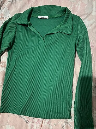armalife yeşil Polo yaka bluz