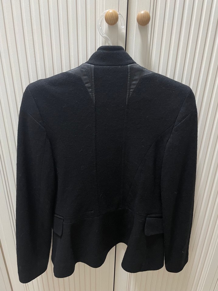 Düğmeli Siyah Deri Kadın Blazer Ceket - Görsel 3