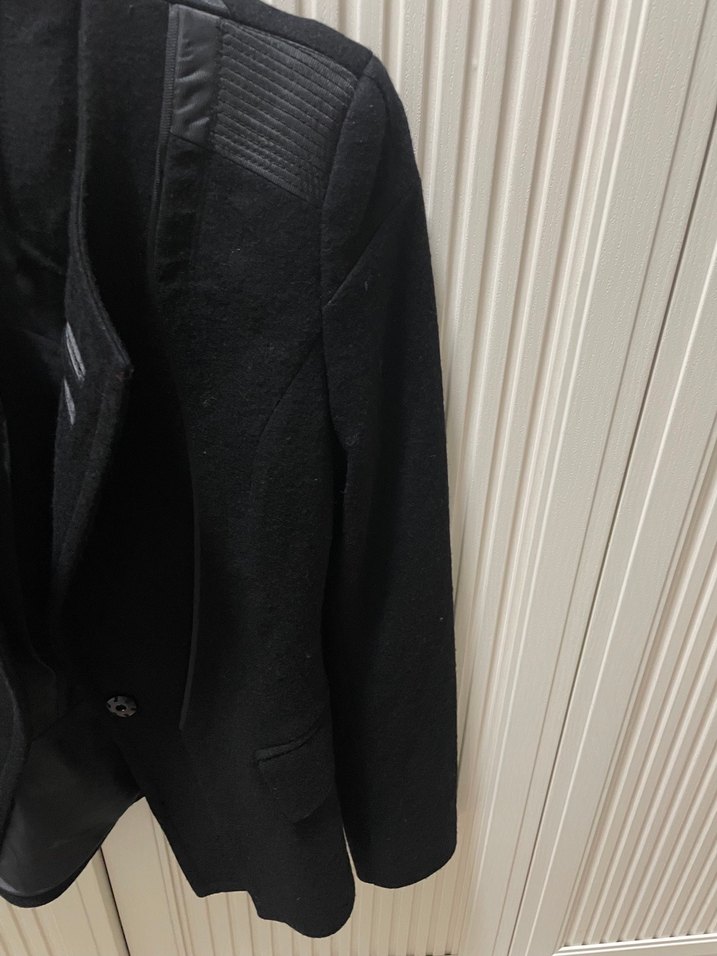 Düğmeli Siyah Deri Kadın Blazer Ceket - Görsel 4