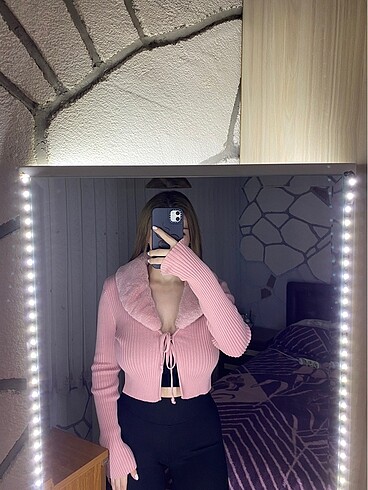 Zara suni kürk detaylı hırka