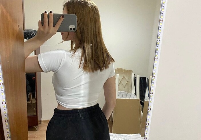 xl Beden zara kısa kol crop