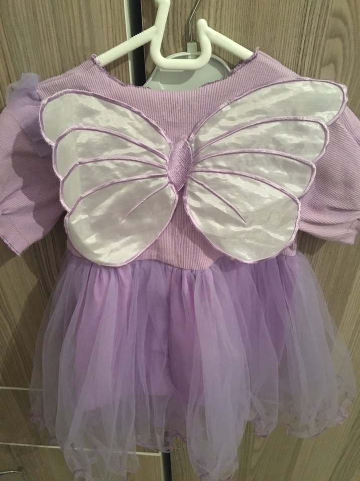 Kız Çocuk Lila Fırfırlı Pamuk Elbise - Görsel 4