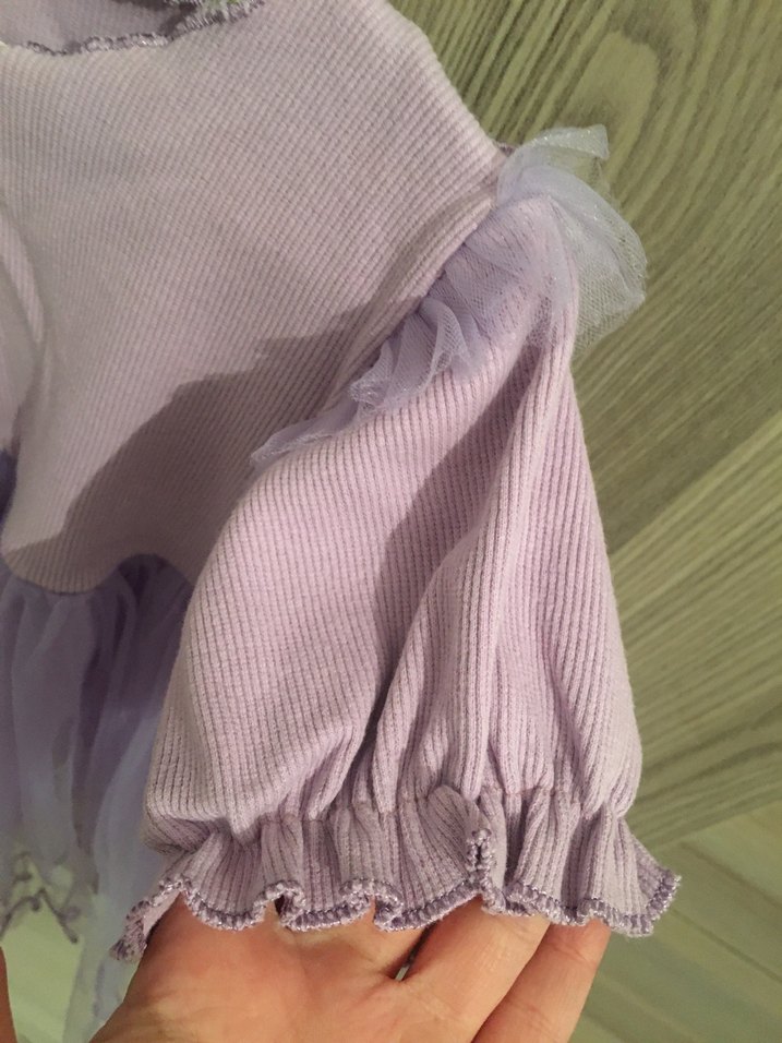 Kız Çocuk Lila Fırfırlı Pamuk Elbise - Görsel 3