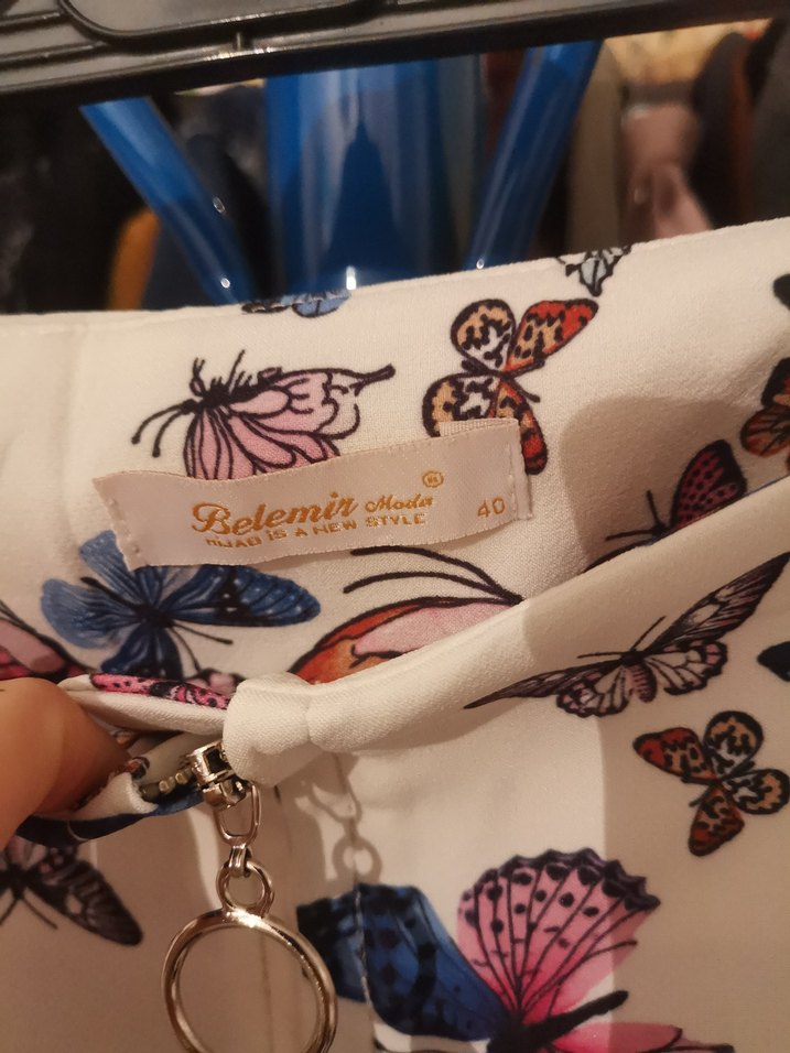 Çok Renkli Kelebek Desenli Bol Paça Pantolon - Görsel 3