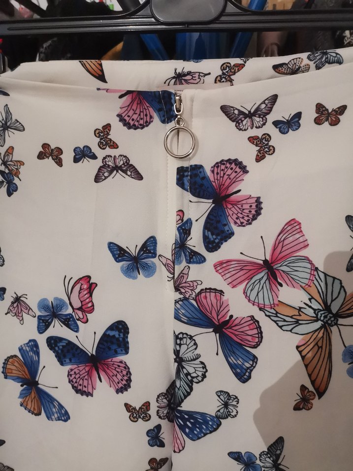 Çok Renkli Kelebek Desenli Bol Paça Pantolon - Görsel 2