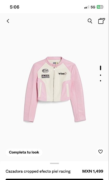 Bershka Pembe Motorcu Ceket