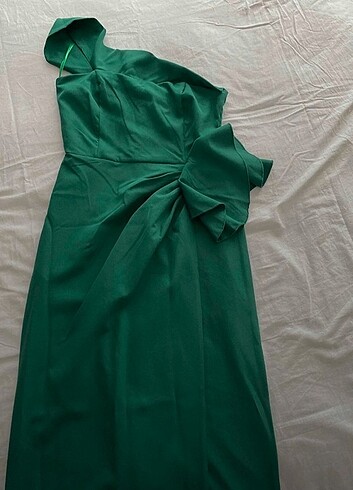 Trendyol & Milla Trendyolmilla Zümrüt Yeşili Volan Detaylı Abiye Elbise