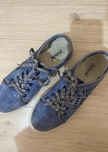 Polaris Mavi Pul Detaylı Denim Kadın Spor Ayakkabı