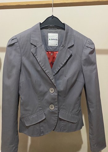 Düğmeli Gri Kadın Blazer Ceket