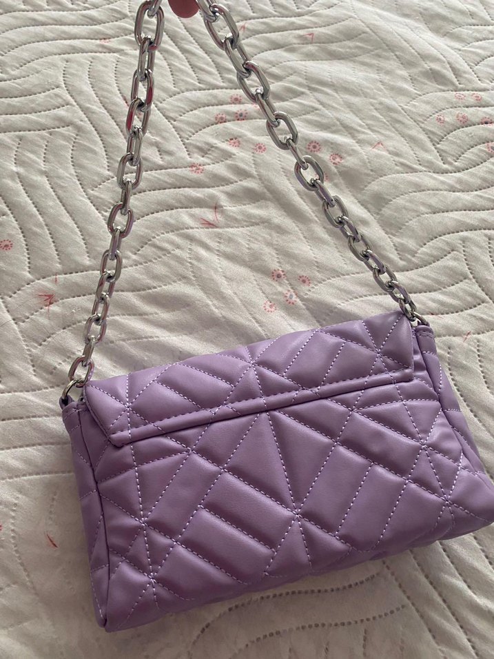 Mor Zincir Detaylı Kadın Omuz Çantası - Görsel 3
