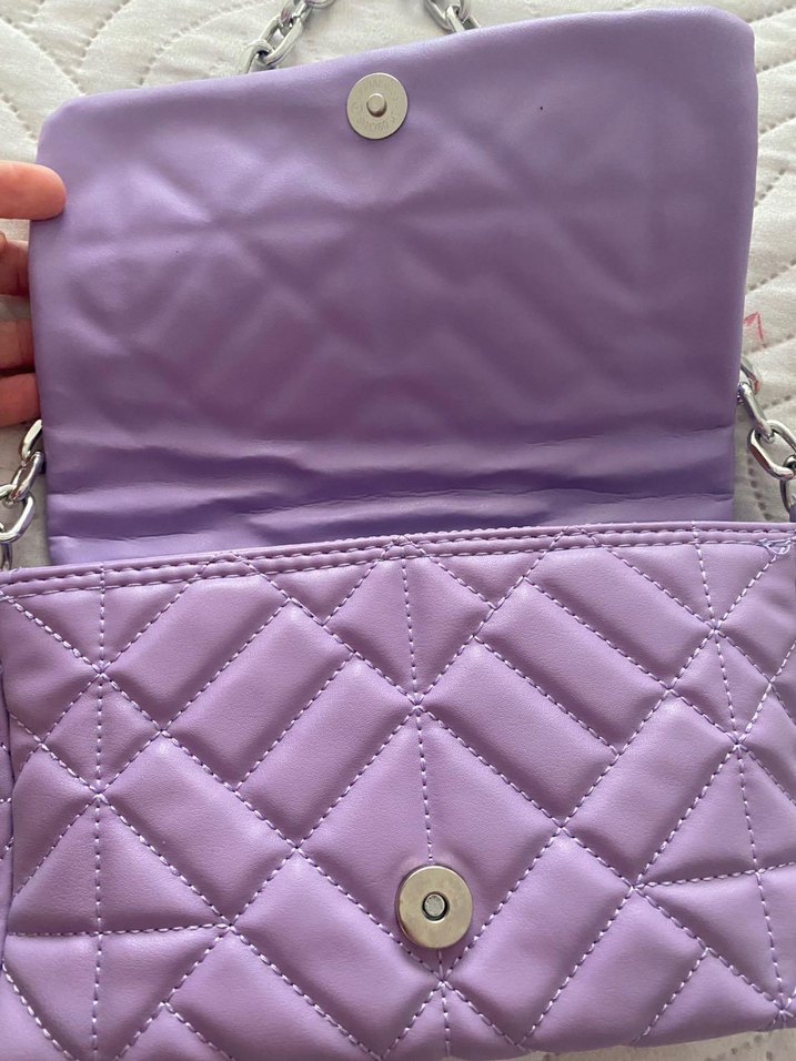 Mor Zincir Detaylı Kadın Omuz Çantası - Görsel 4