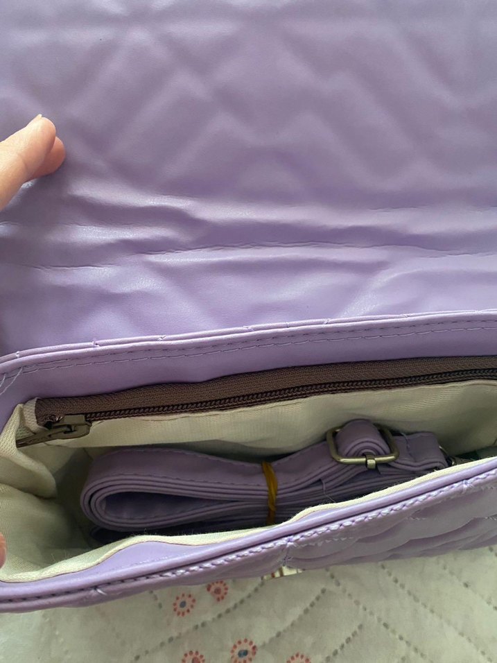 Mor Zincir Detaylı Kadın Omuz Çantası - Görsel 5