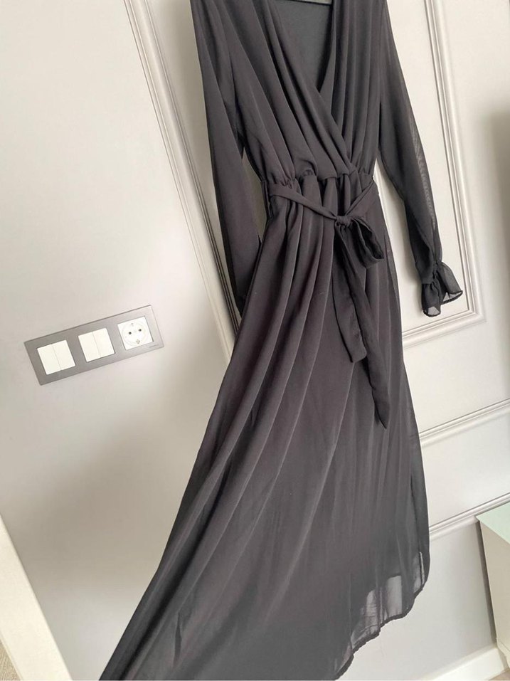 Siyah Uzun Kadın Elbise - Görsel 3