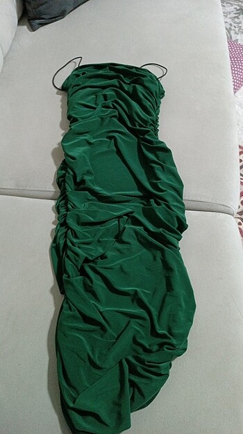 s Beden yeşil Renk Drapeli elbise 