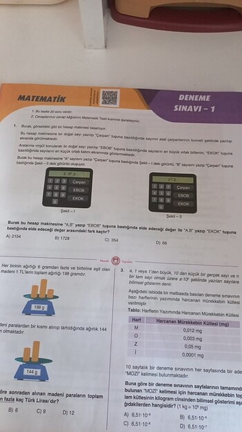  Beden Renk 8 sınıf tüm dersler 1 dönem 4 lü mozaik denemesi