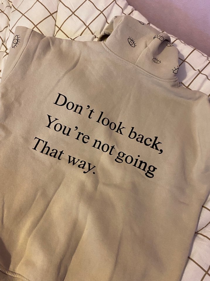 Bej Kapüşonlu Baskılı Rahat Kesim Sweatshirt - Görsel 2