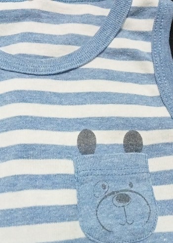 Mavi Çizgili Erkek Bebek Kolsuz Çıtçıtlı Body - Görsel 3