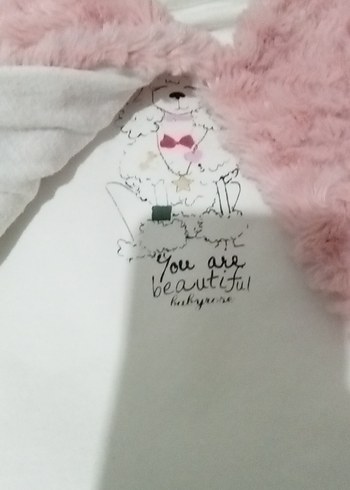 Kız Bebek Pembe Kürklü Uzun Kollu Takım - Görsel 2