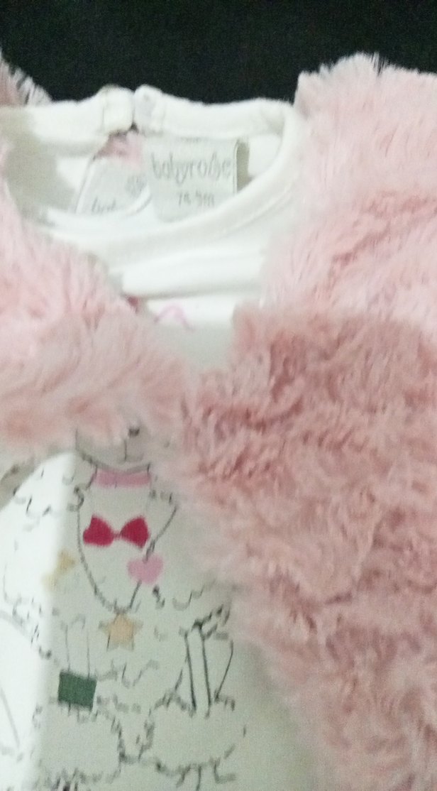 Kız Bebek Pembe Kürklü Uzun Kollu Takım - Görsel 3