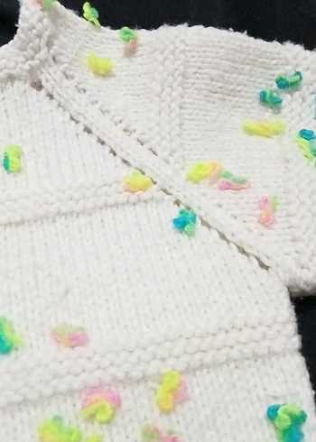 Beyaz Bohem Örgü Kız Hırka - Görsel 4