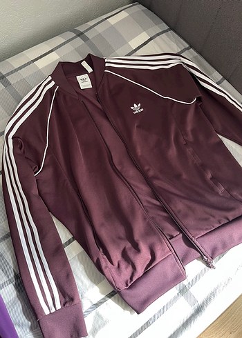 Adidas Bordo Adidas Uc Cizgili Spor Ceket
