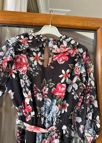 Çiçek Desenli midi  Elbise - Görsel 3