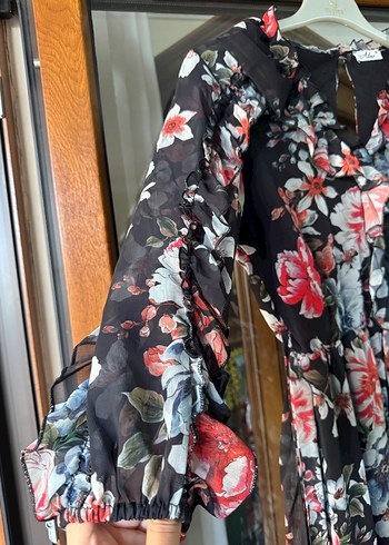 Çiçek Desenli midi  Elbise - Görsel 6